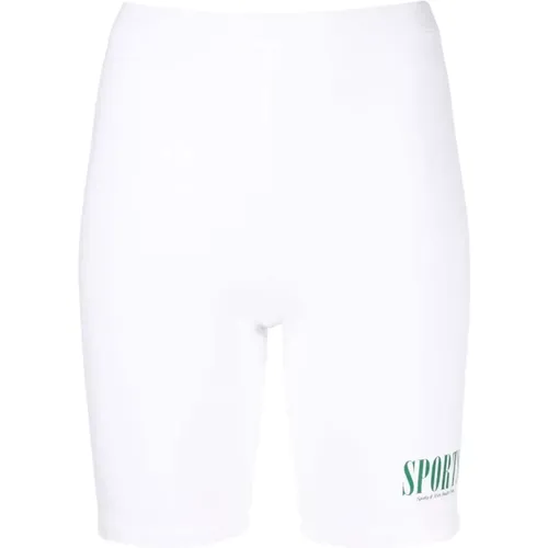Weiße Biker Shorts , Damen, Größe: L - Sporty & Rich - Modalova