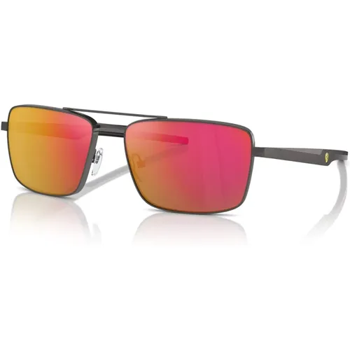 Rectangular Sunglasses Red Mirrored Lenses , unisex, Sizes: 60 MM - Ferrari - Modalova