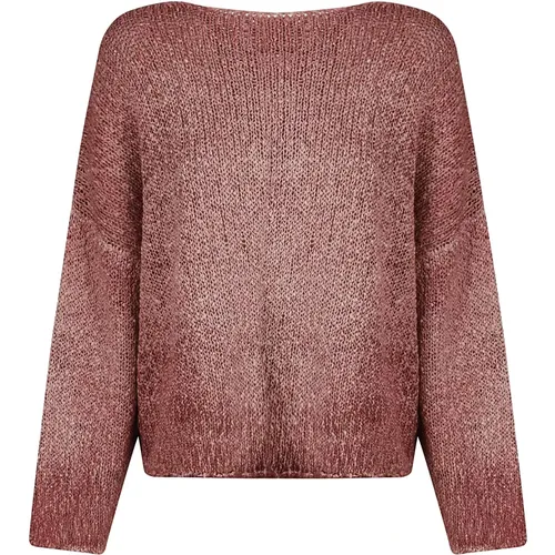 Round-neck Knitwear, female, , Size: M Bordeaux Linen Cotton Sweater Made in Italy - Avant Toi - Modalova