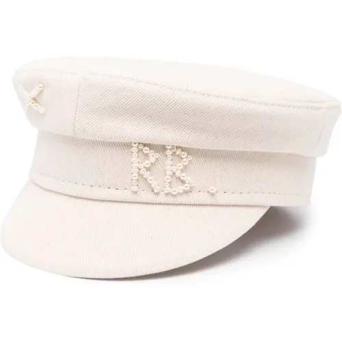 Cotton Twill Hat with Faux-Pearl Logo , female, Sizes: M - Ruslan Baginskiy - Modalova