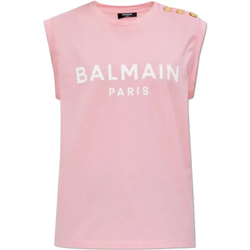 Top mit dekorativen Knöpfen , Damen, Größe: S - Balmain - Modalova