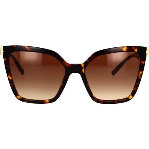 Butterfly Sunglasses with Havana Frame and Gradient Lenses , female, Sizes: 56 MM - Bvlgari - Modalova