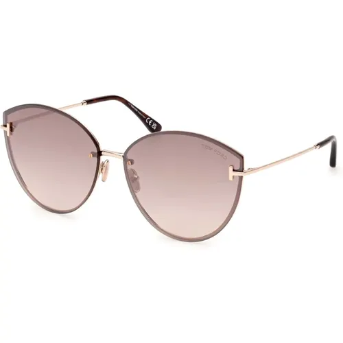 Sunglasses, female, , Size: 63 MM Rose Gold/Brown Shaded Sunglasses - Tom Ford - Modalova