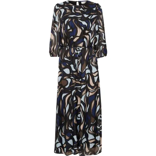 Maxi Dresses, female, , Size: M Blue/Grey Abstract Graphic Maxi Dress - Kaffe - Modalova