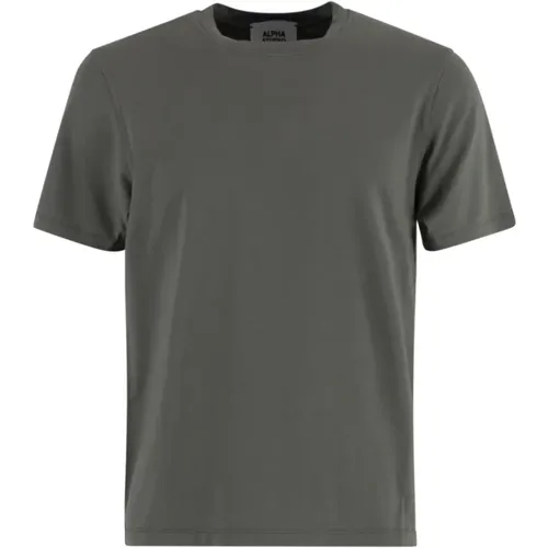 Grünes T-Shirt Girocollo Baumwolle Regular Fit , Herren, Größe: L - Alpha Studio - Modalova