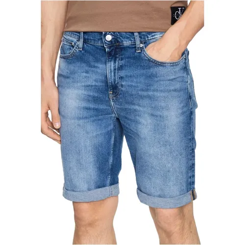 Denim Shorts, male, , Size: W30 Denim Slim Fit Shorts - Calvin Klein - Modalova