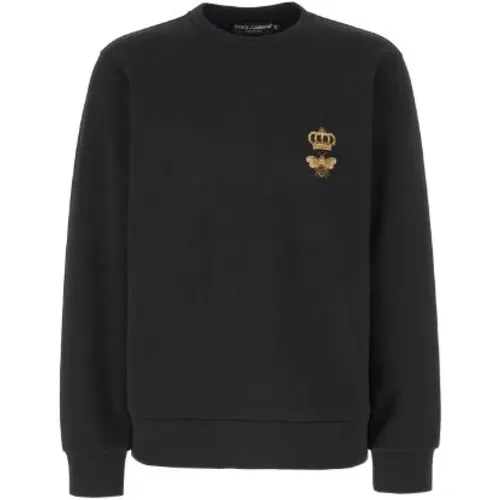 Sweatshirts, male, , Size: S Embroidered Bee Sweatshirt - Dolce & Gabbana - Modalova