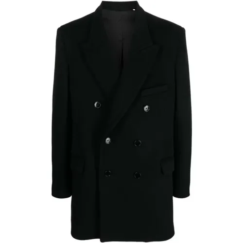 Schwarzer Wollmix Zweireihiger Mantel , Herren, Größe: L - Isabel marant - Modalova