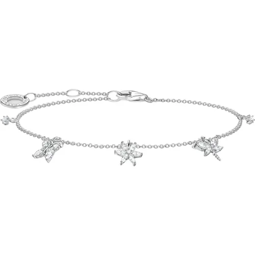 Schmetterling Weiße Steine Silber Armband , Damen, Größe: ONE Size - Thomas Sabo - Modalova