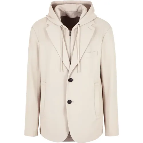 Jacket with detachable hood , male, Sizes: L, M, 2XL, S, XL, 3XL - Emporio Armani - Modalova