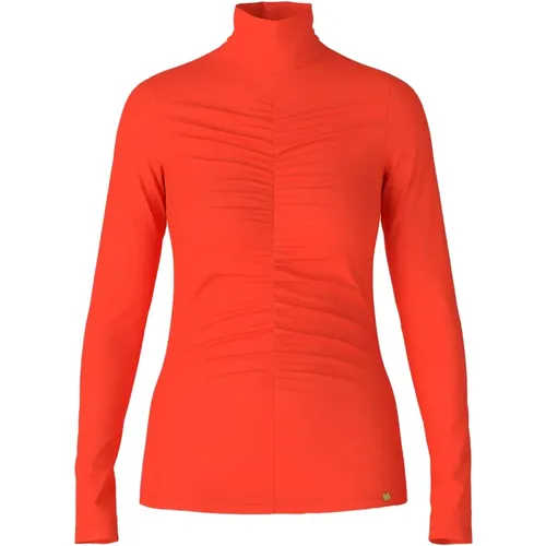 Turtleneck T-Shirt mit vertikaler Naht , Damen, Größe: XL - Marc Cain - Modalova