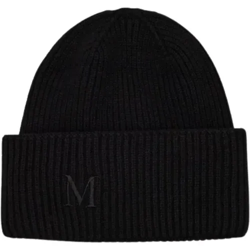 Cashmere Ribbed Beanie with Monogram Logo , female, Sizes: ONE SIZE - Max Mara - Modalova