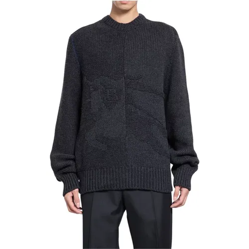 Knit Sweater with Jacquard Logo , male, Sizes: L - Burberry - Modalova