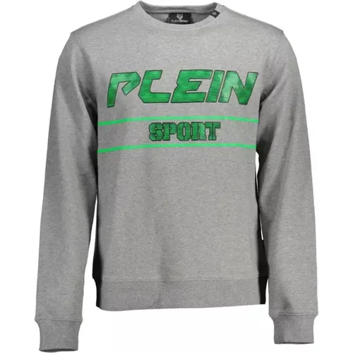 Grauer Langarm-Sweatshirt mit Kontrastdetails - Plein Sport - Modalova