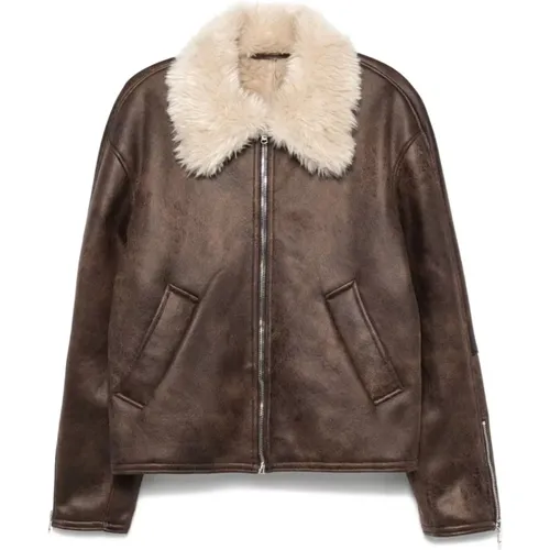 Braune Asante Jacke mit Shearling-Besatz - Séfr - Modalova