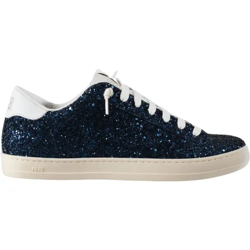 Glitzernde Blaue Sneaker mit Weißen Schnürsenkeln , Damen, Größe: 40 EU - P448 - Modalova