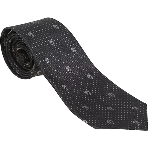 Ties, male, , Size: ONE SIZE Grey Skull Dot Silk Tie - alexander mcqueen - Modalova