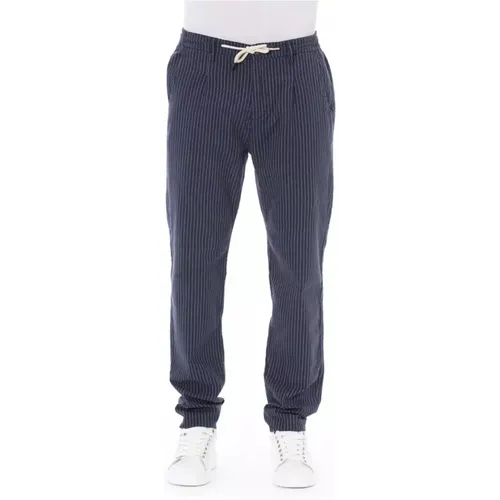 Blaue Baumwoll-Chino-Hose mit Kordelzug , Herren, Größe: W38 - Baldinini - Modalova