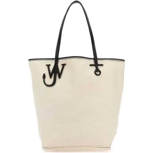 Tote Bags, female, , Size: ONE SIZE Ivory Canvas Shopping Bag - JW Anderson - Modalova