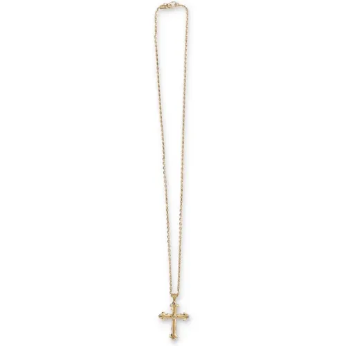 Necklaces, male, , Size: ONE SIZE Gold Cross Floral Necklace Statement Jewelry - Emanuele Bicocchi - Modalova