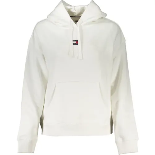 Weiße Kapuzenpullover mit Logo-Applikation , Damen, Größe: XS - Tommy Hilfiger - Modalova