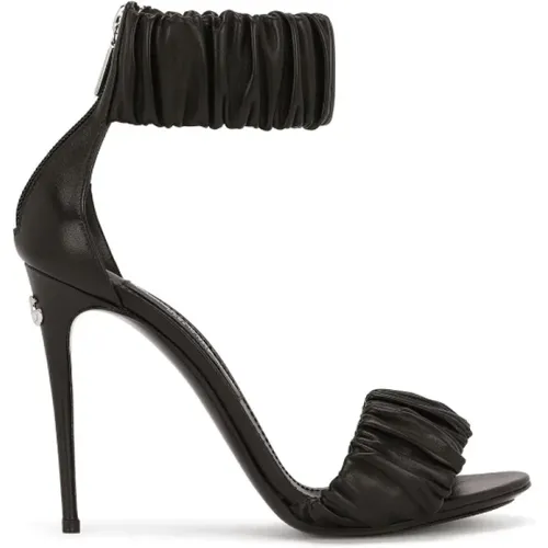 Ruched Leather High Heel Sandals , female, Sizes: 4 1/2 UK, 6 UK - Dolce & Gabbana - Modalova