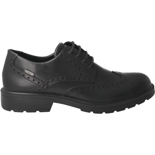 Schwarzer Gore-Tex Herrenschuh Englisch Detail , Herren, Größe: 40 EU - IGI&Co - Modalova