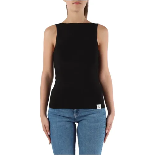 Open back viscose top , female, Sizes: M - Calvin Klein Jeans - Modalova