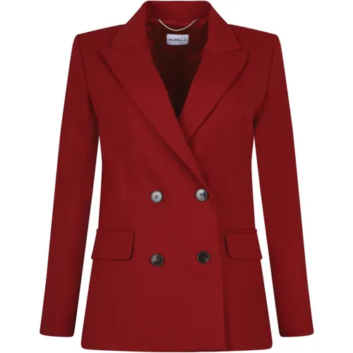 Roter Doppelreiher-Blazer , Damen, Größe: 2XS - Marella - Modalova