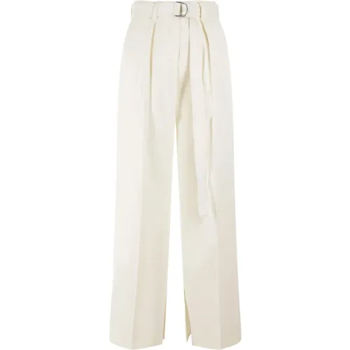 Ivory Wide Leg Trousers , female, Sizes: XS - Jil Sander - Modalova