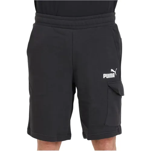 Schwarze Logo Print Cargo Shorts , Herren, Größe: 2XL - Puma - Modalova