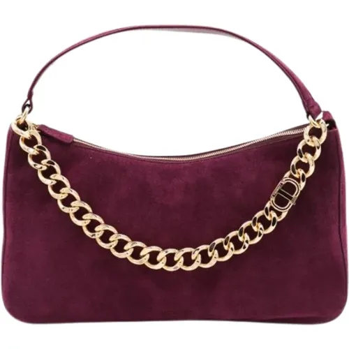 Handbags, female, , Size: ONE SIZE Burgundy Suede Chain Detail Handbag - Twinset - Modalova