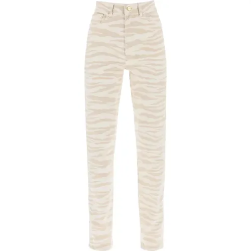 Zebra Print Denim Jeans , Damen, Größe: W27 - Ganni - Modalova