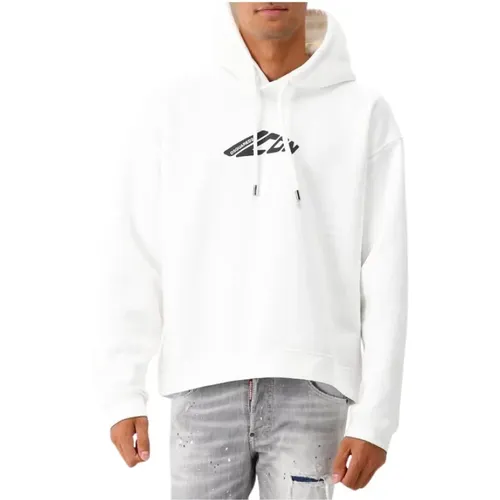 Weiße Icon Logo Kapuzenpullover , Herren, Größe: L - Dsquared2 - Modalova