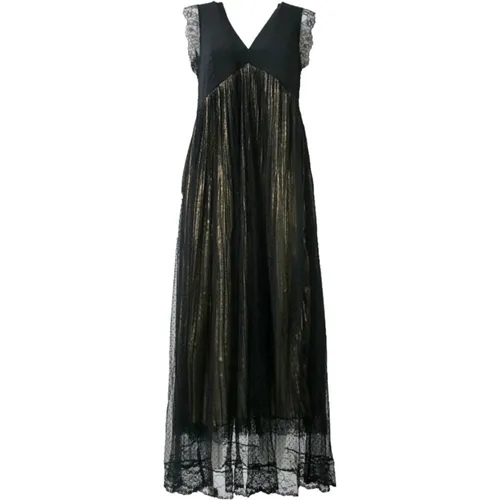Lace Dress with Gold Embroidery , female, Sizes: XS - Twinset - Modalova