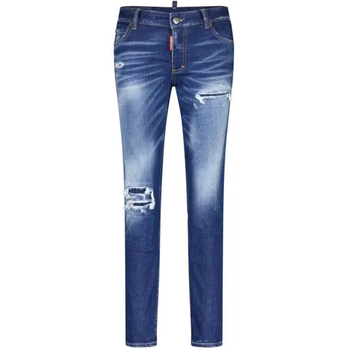 Zerrissene Slim-fit Ripped Jeans , Herren, Größe: W40 - Dsquared2 - Modalova