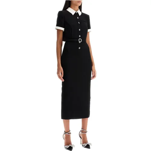 Midi Crepe Dress with Jewel Buttons , female, Sizes: L, XS - Self Portrait - Modalova