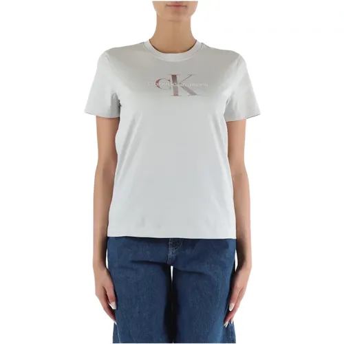 Cotton Logo Print T-shirt , female, Sizes: L, S, M, XS - Calvin Klein Jeans - Modalova