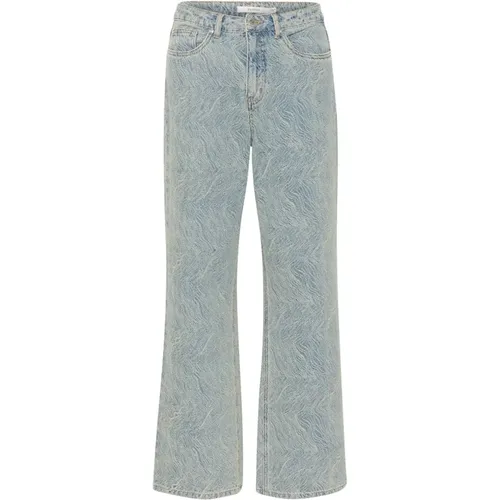 Weite Jeans Blau/Weiß Marmor , Damen, Größe: W27 - Gestuz - Modalova