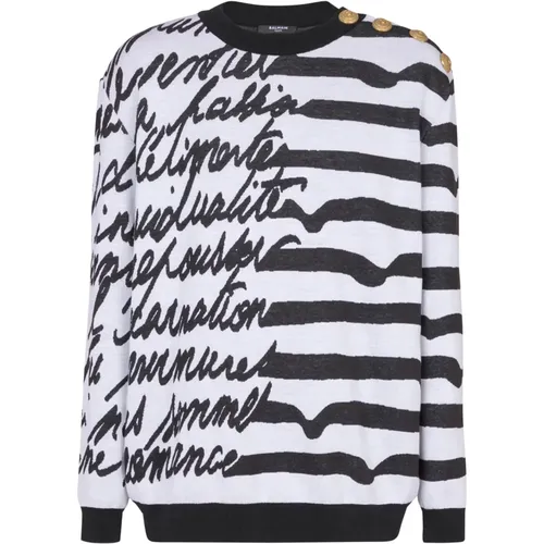 Gestreifter Pullover it „Lettre d'aour“ - Balmain - Modalova