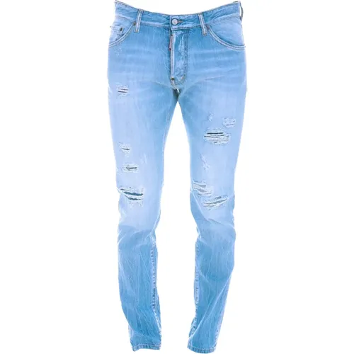 Slim-fit Denim Jeans mit Trendigen Rissen , Herren, Größe: M - Dsquared2 - Modalova