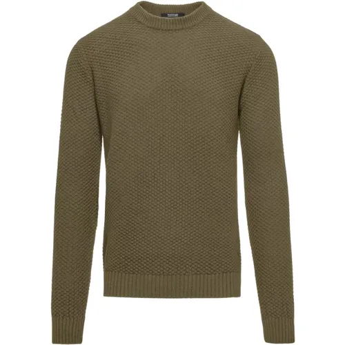 Cotton-Wool Knit Round Neck Pullover , male, Sizes: L, XS, S, XL, M, 2XL - BomBoogie - Modalova