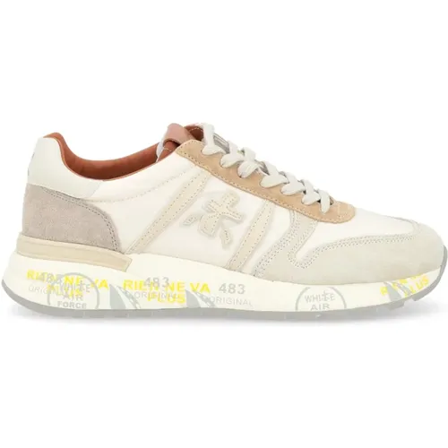 Sneakers, male, , Size: 9 US Beige Suede and Technical Fabric Sneaker - Premiata - Modalova