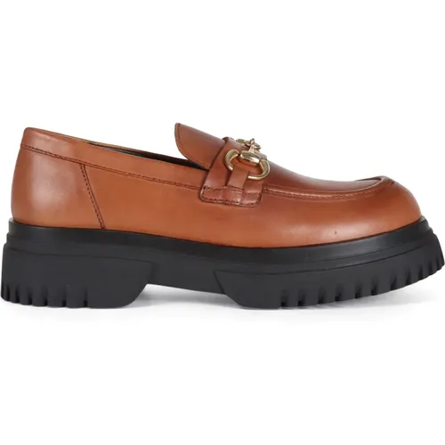 Leather Moccasin with Decorative Details , female, Sizes: 7 UK, 6 UK, 5 UK - Emanuelle Vee - Modalova