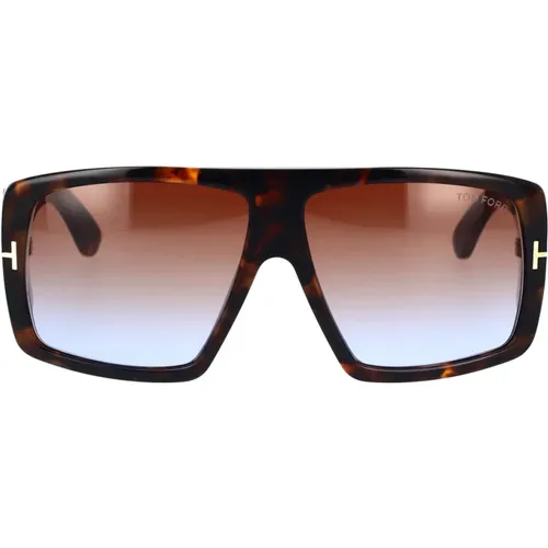 Sunglasses, unisex, , Size: 60 MM Classic Square Sunglasses with Havana Frame and Gradient Lenses - Tom Ford - Modalova