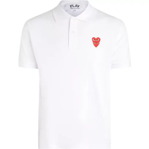 Polo Shirts, male, , Size: S Cotton Polo with Overlapping Hearts - Comme des Garçons Play - Modalova