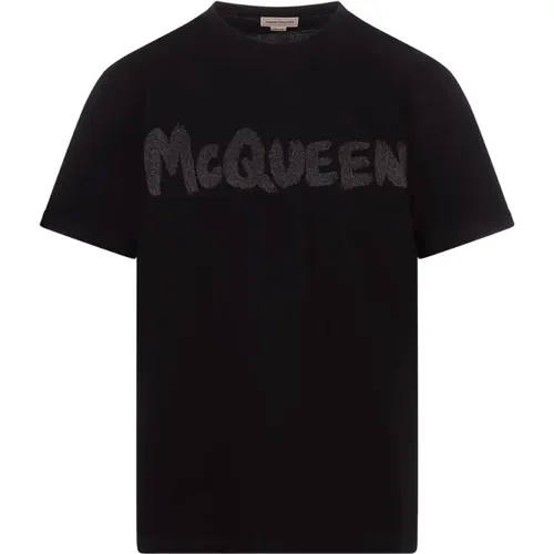 Graffiti Logo Crew-Neck T-Shirt , male, Sizes: XS, XL, M, S, 2XL, L - alexander mcqueen - Modalova