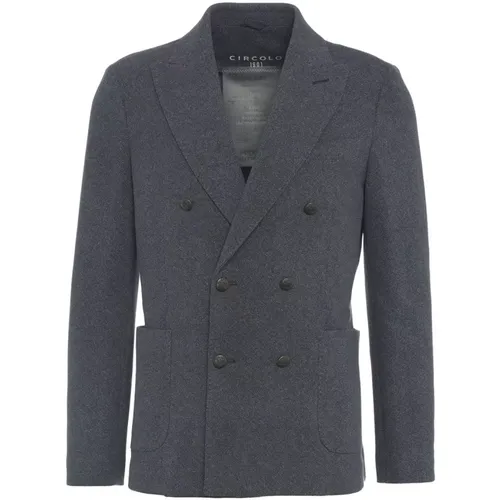 Blazers, male, , Size: L Blue Blazer for Men Aw24 - Circolo 1901 - Modalova