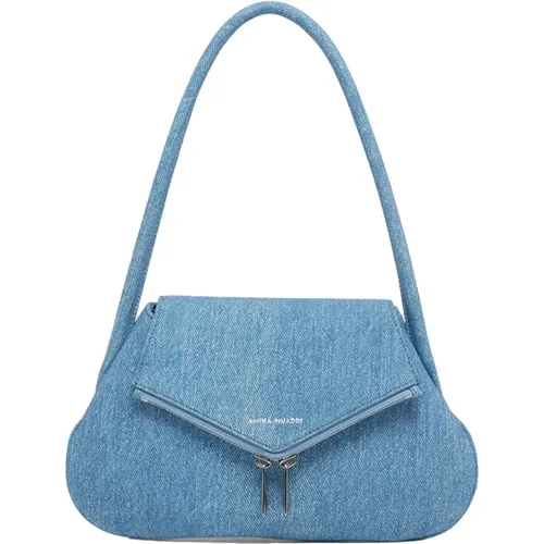 Gem Denim Shoulder Bag , female, Sizes: ONE SIZE - Amina Muaddi - Modalova