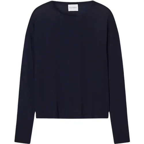 Sweatshirts, female, , Size: M Wool and silk blend sweater - closed - Modalova